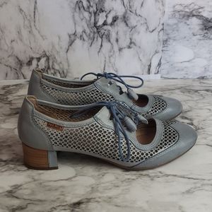 PIKOLINOS Blue and Brown Flats with Perforated Design